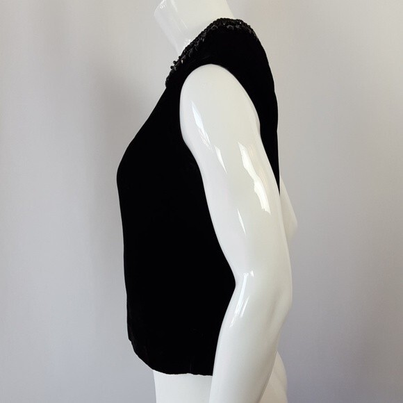 Vintage 60's Baar & Beards Black Velvet Beaded Tank - Picture 2 of 13